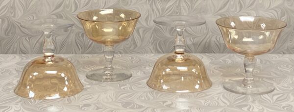 Amber Depression Glass Sherbet Set